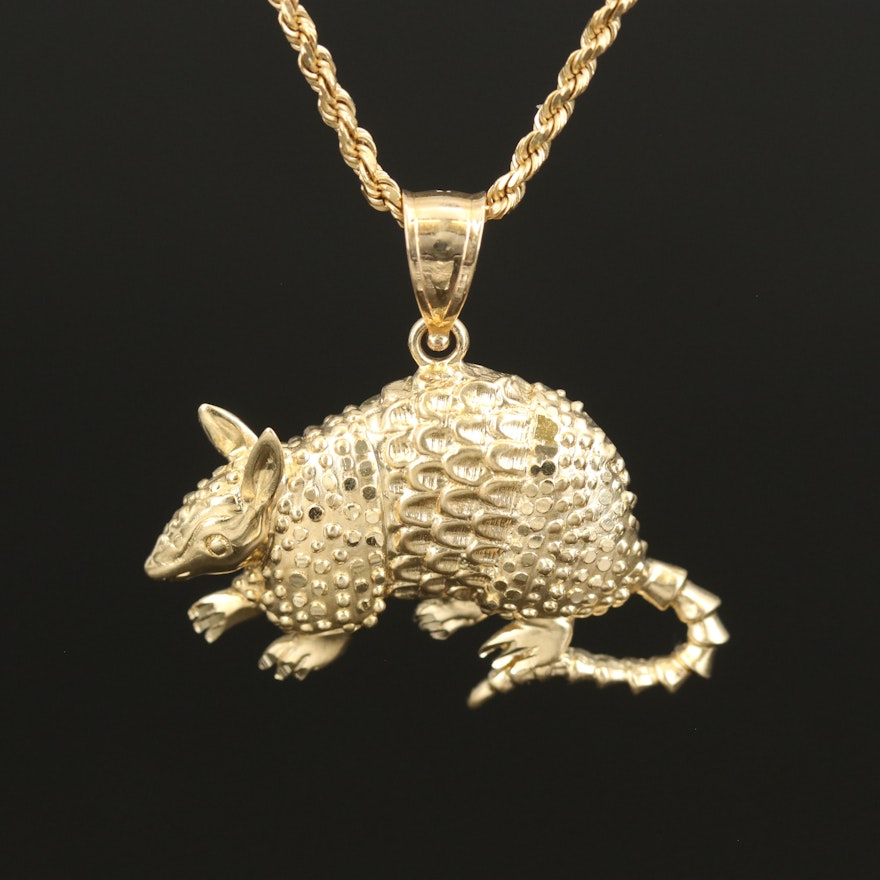 14K Armadillo Pendant Necklace