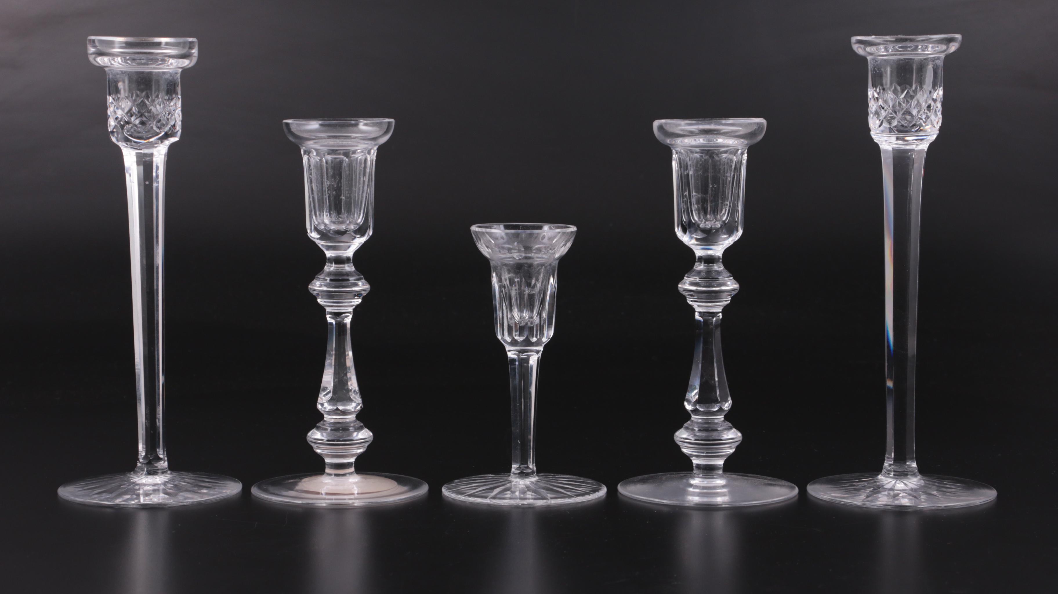 Waterford Crystal Single Light Candlesticks, Mid to Late 20th Century