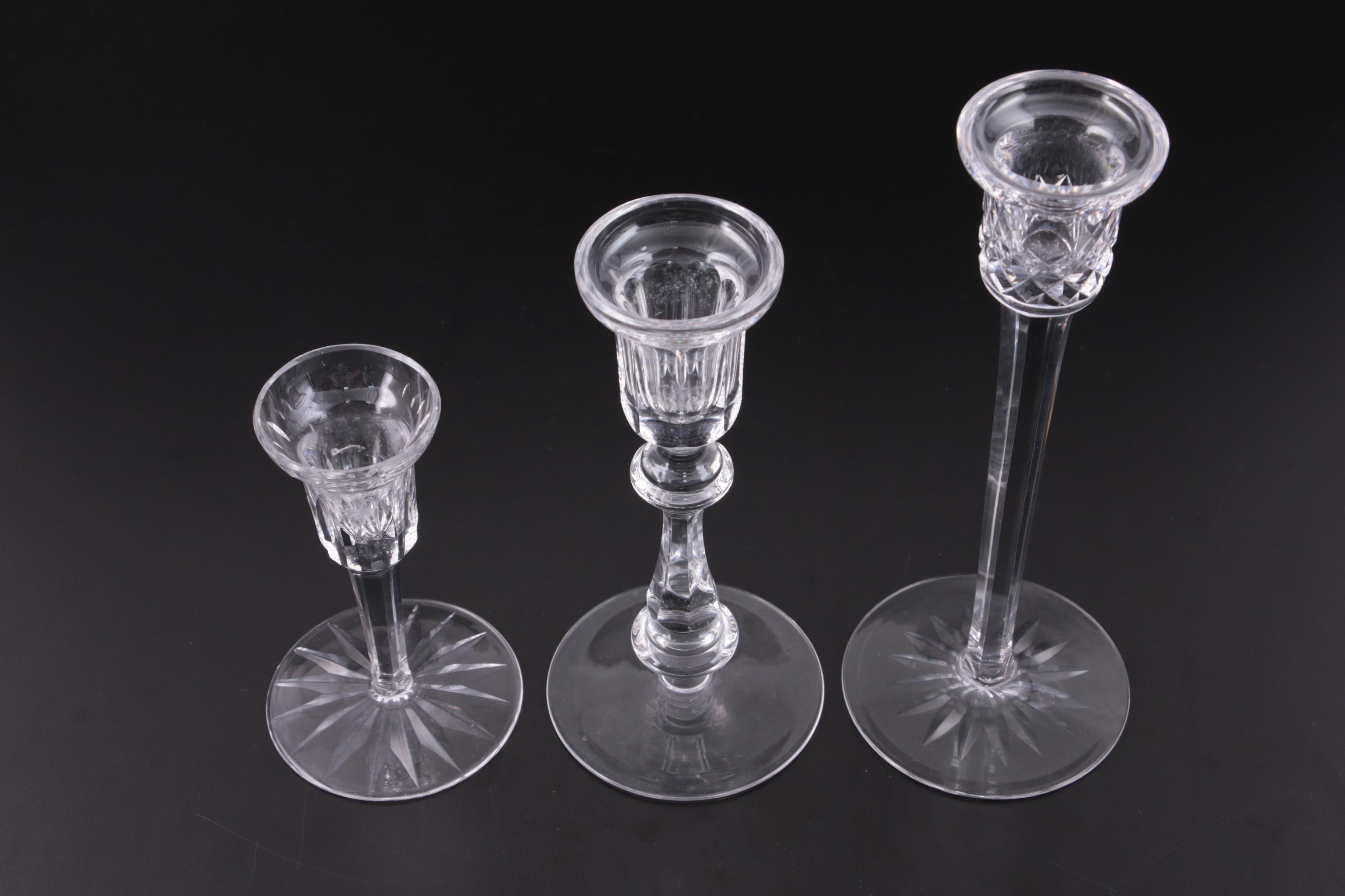 Waterford Crystal Single Light Candlesticks, Mid to Late 20th Century