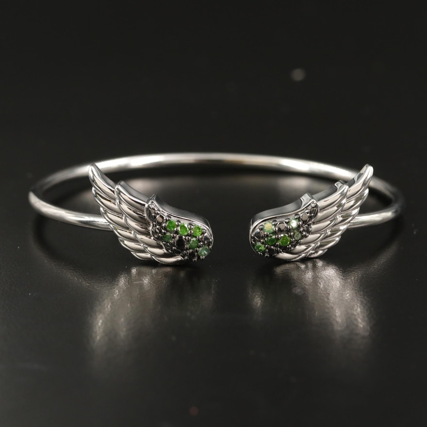 Sterling Green Diamond Wing Cuff