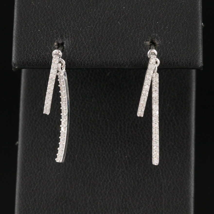 Sterling Diamond Articulated Line Earrings with Enhancers