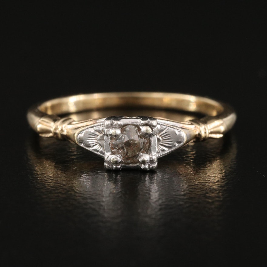 1940s 14K 0.08 CT Diamond Ring with Palladium Setting