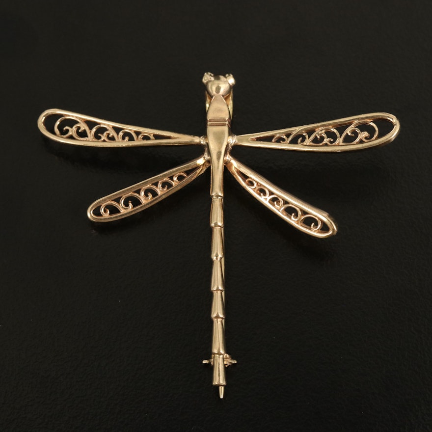 14K Dragonfly Converter Brooch
