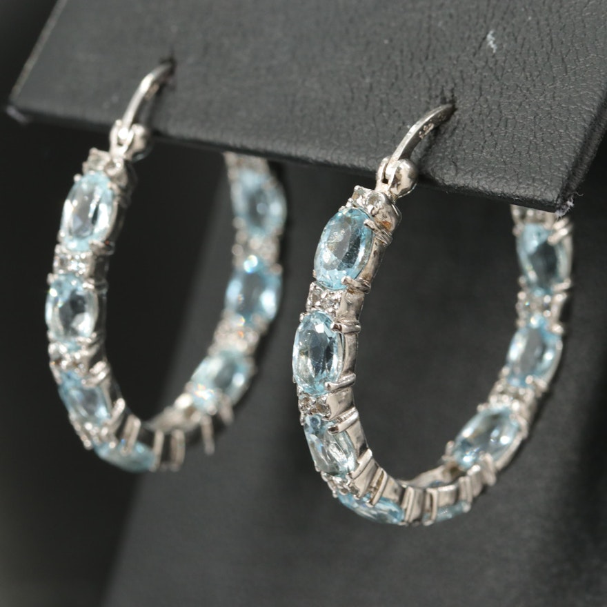 Sterling Topaz Inside-Out Hoop Earrings