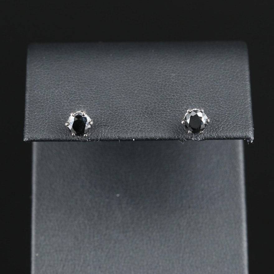 Sterling Milgrain Stud Earrings with Cubic Zirconia