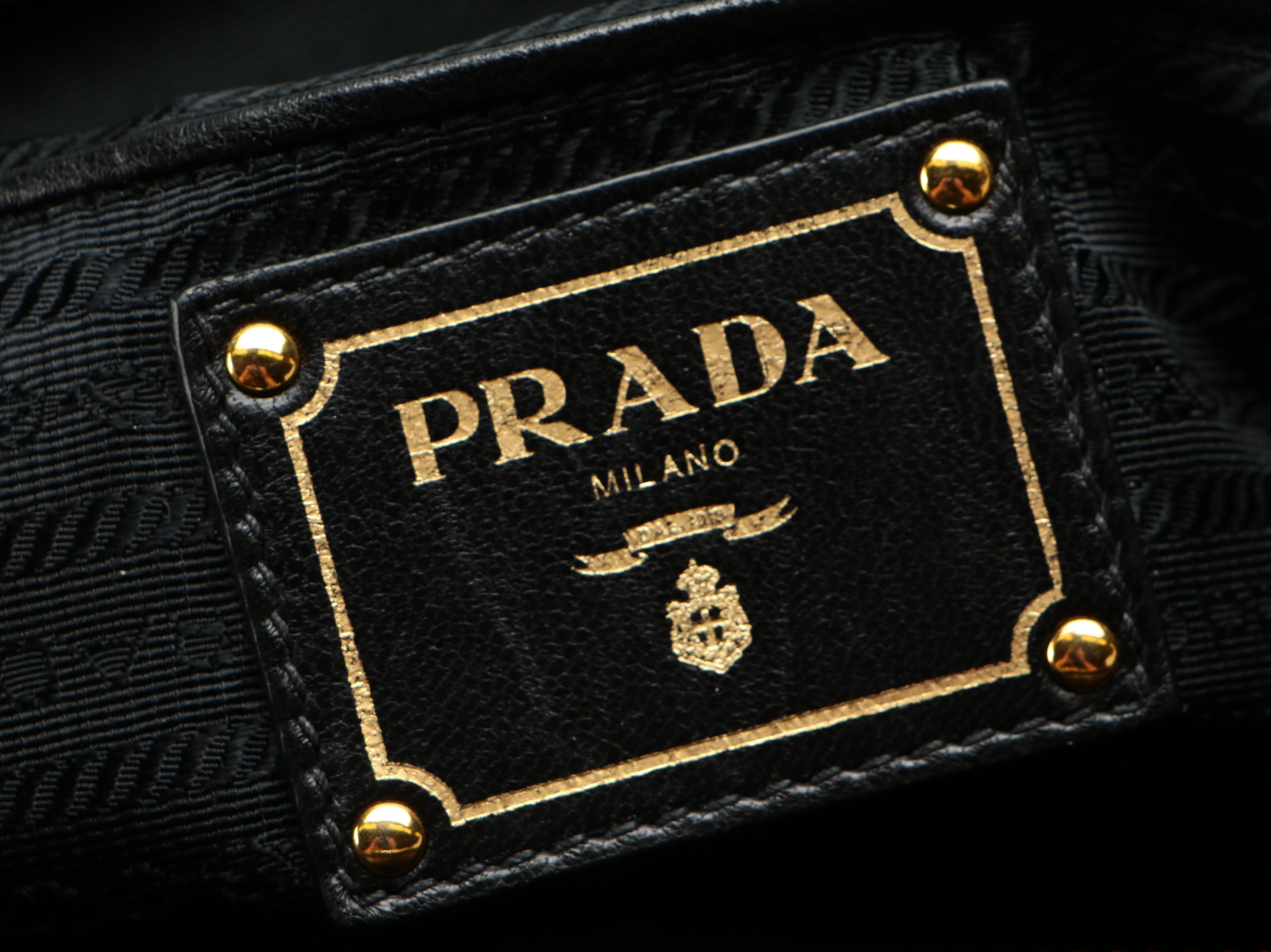 Prada Tote Bag in Black Gaufre Nylon Tessuto and Leather with Detachable Strap