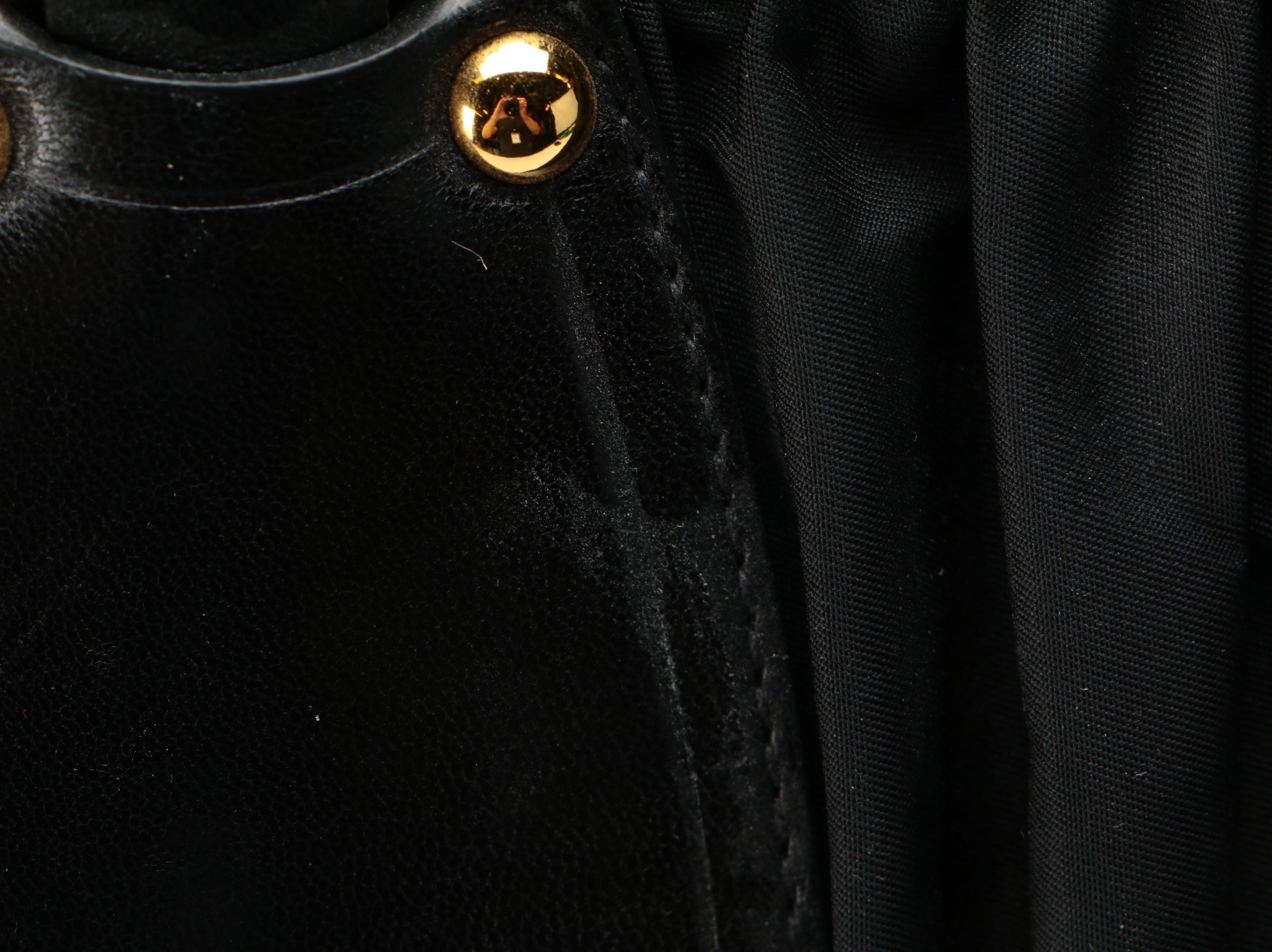 Prada Tote Bag in Black Gaufre Nylon Tessuto and Leather with Detachable Strap