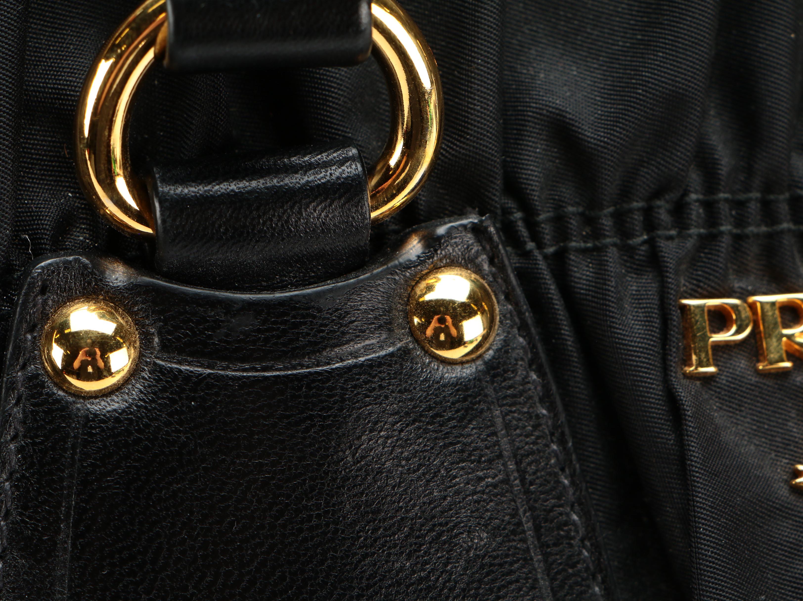 Prada Tote Bag in Black Gaufre Nylon Tessuto and Leather with Detachable Strap