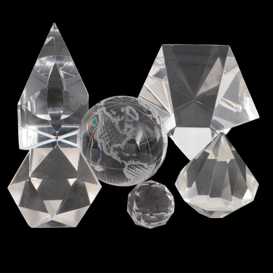 Steuben, Edward Poore and Other Crystal and Glass Prisms and Paperweights