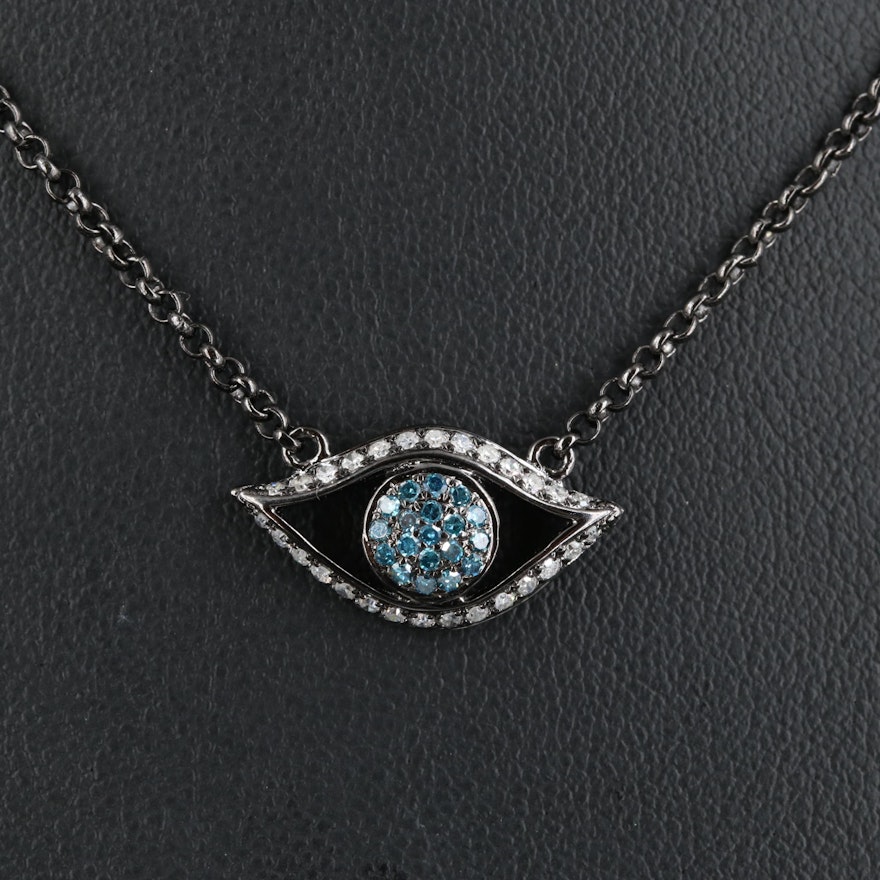 Sterling Diamond Evil Eye Necklace