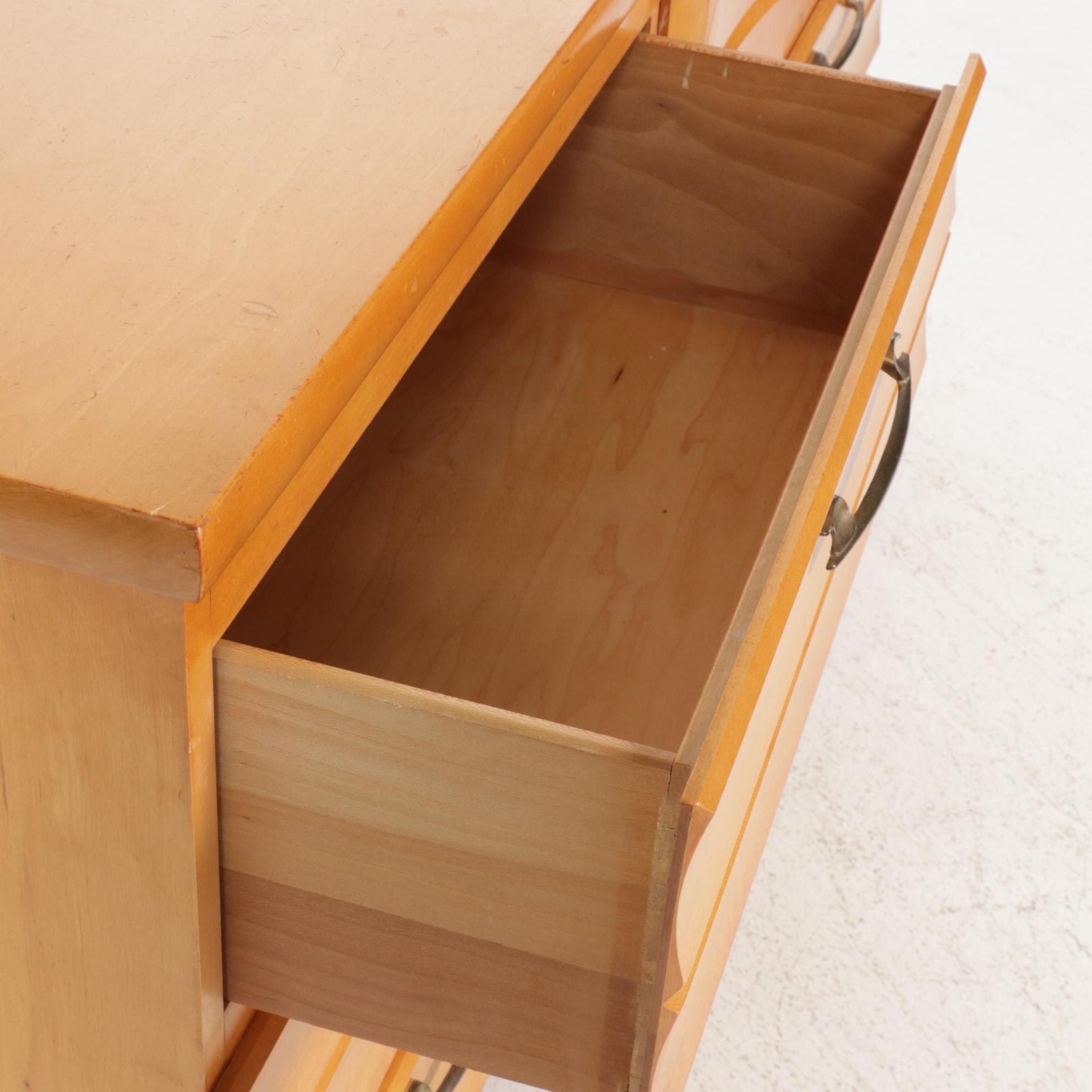 Kling Furniture Mid Century Modern Maple Dresser and Mirror