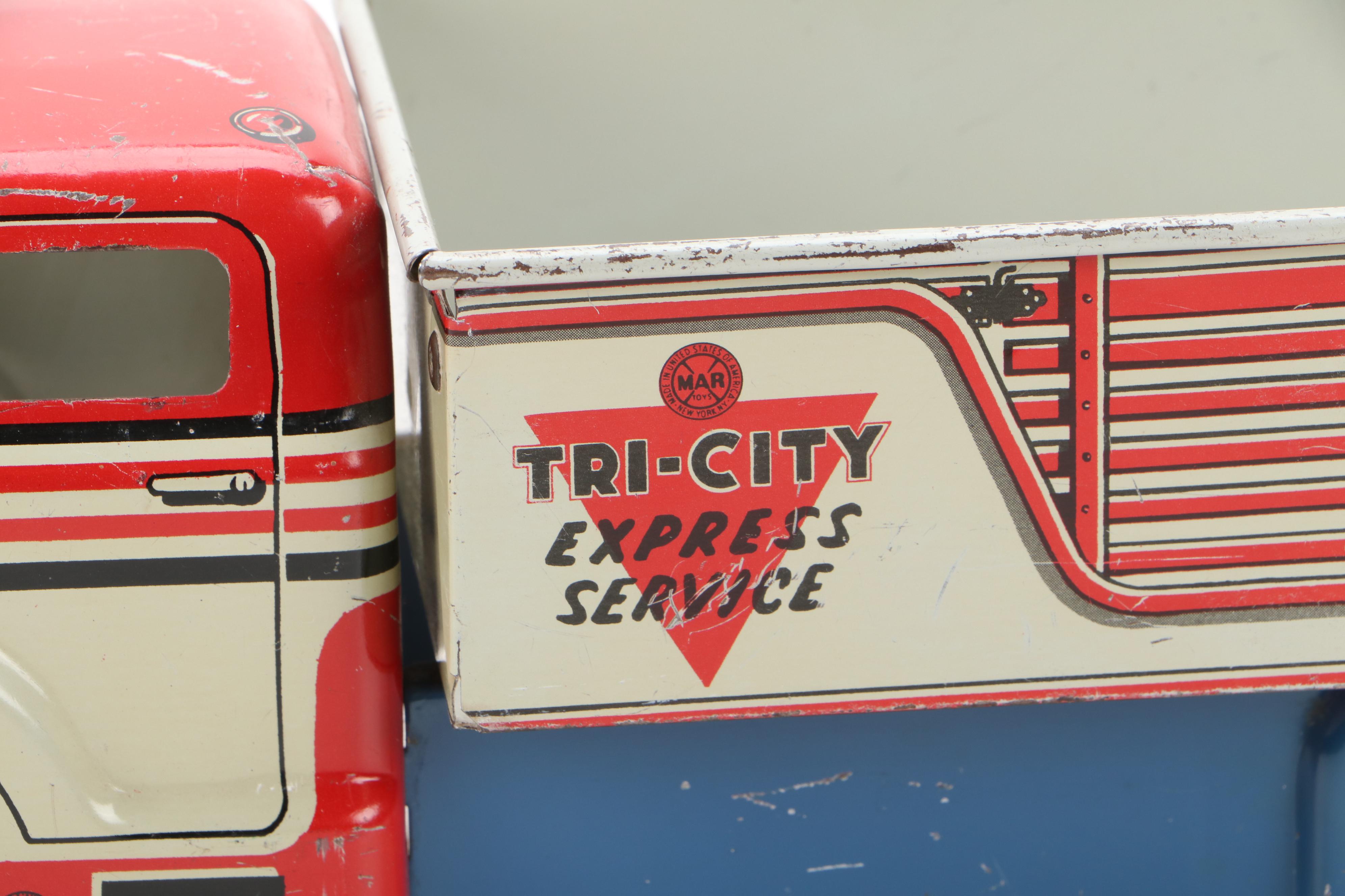 Louis Marx Pressed Steel Tri-City Express Service Delivery Truck, 1950s