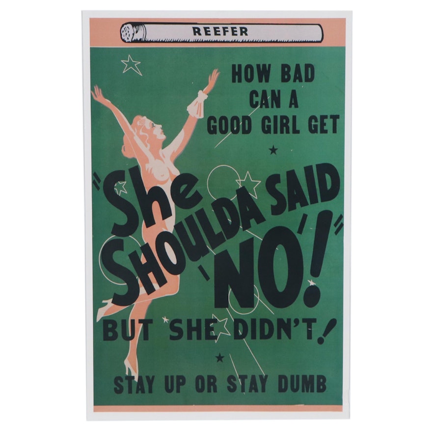Offset Lithograph Cannabis Poster “How Bad Can a Good Girl Get”