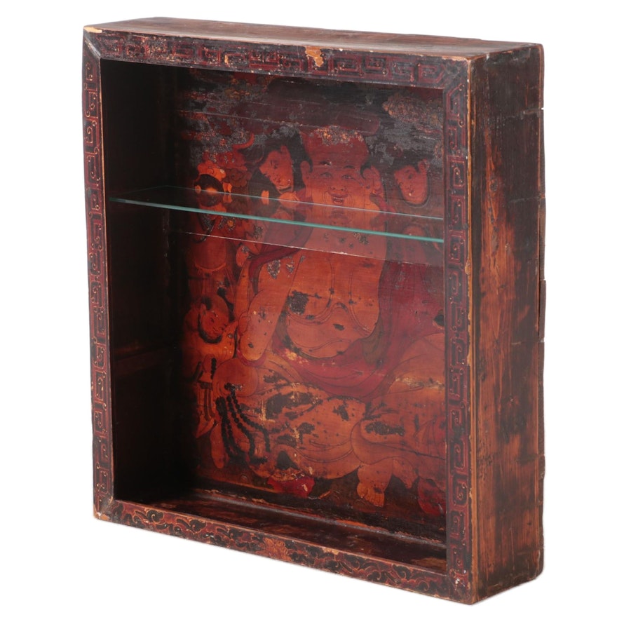 Sino-Tibetan Polychrome-Lacquered Pine Cabinet