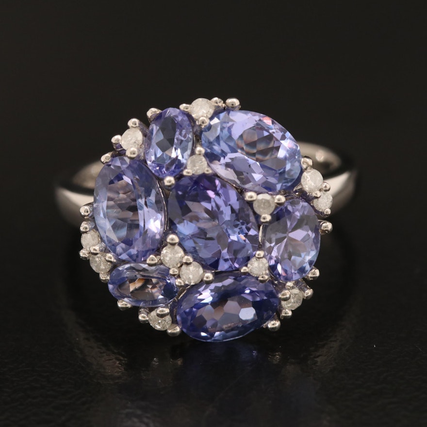 Sterling Tanzanite and Diamond Ring