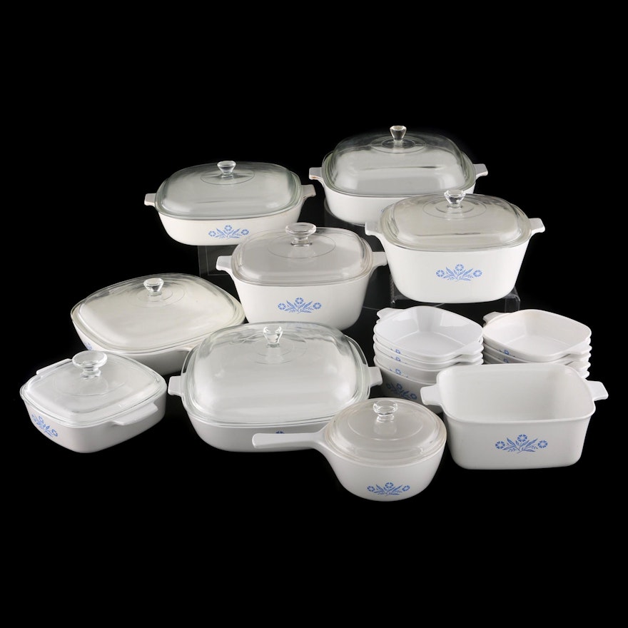 CorningWare "Cornflower Blue" Casseroles and Bakeware, Mid to Late 20th Century