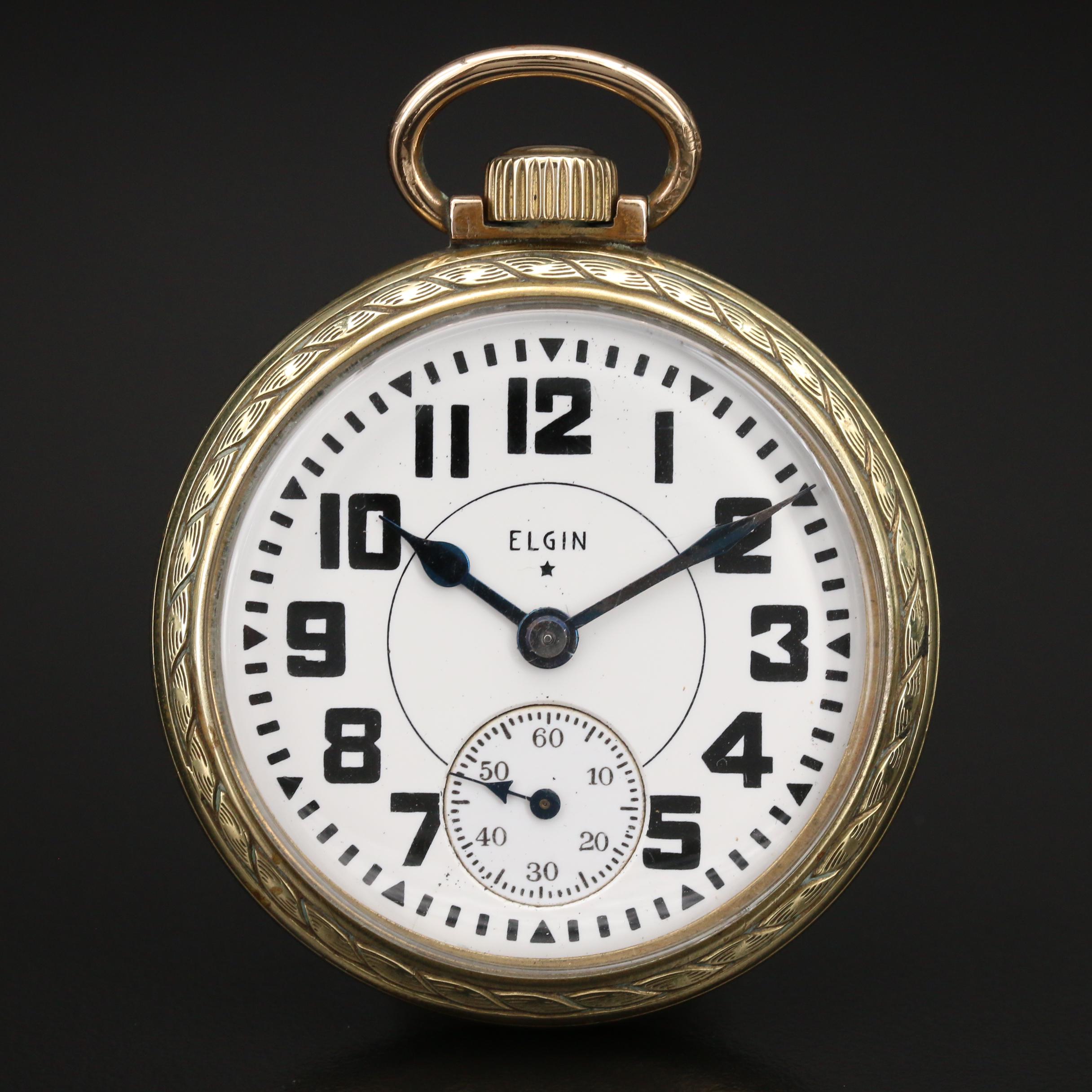 1941 Elgin B.W. Raymond Gold Tone Railroad Grade Pocket Watch