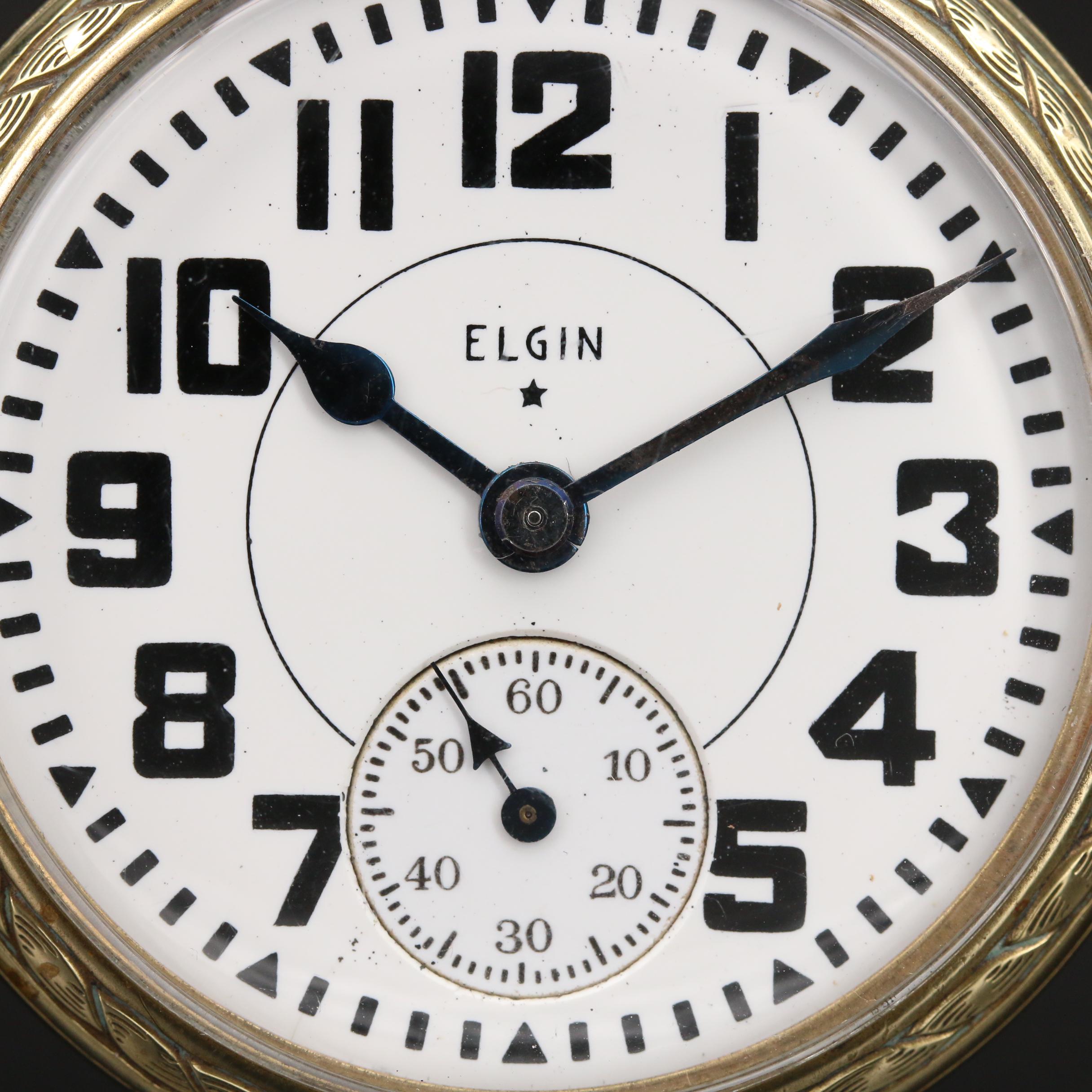 1941 Elgin B.W. Raymond Gold Tone Railroad Grade Pocket Watch