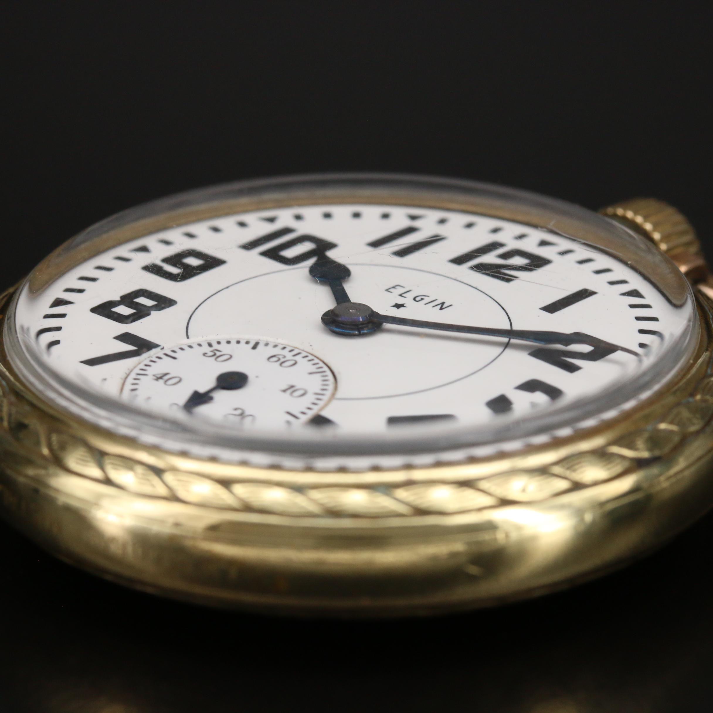 1941 Elgin B.W. Raymond Gold Tone Railroad Grade Pocket Watch