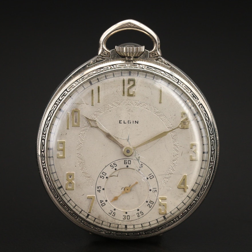 1927 Elgin Gold Filled Open Face Pocket Watch