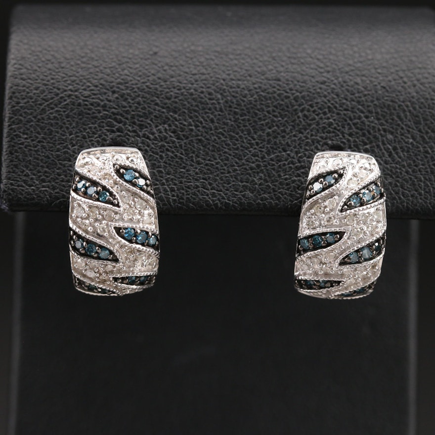 Sterling Diamond Huggie Earrings