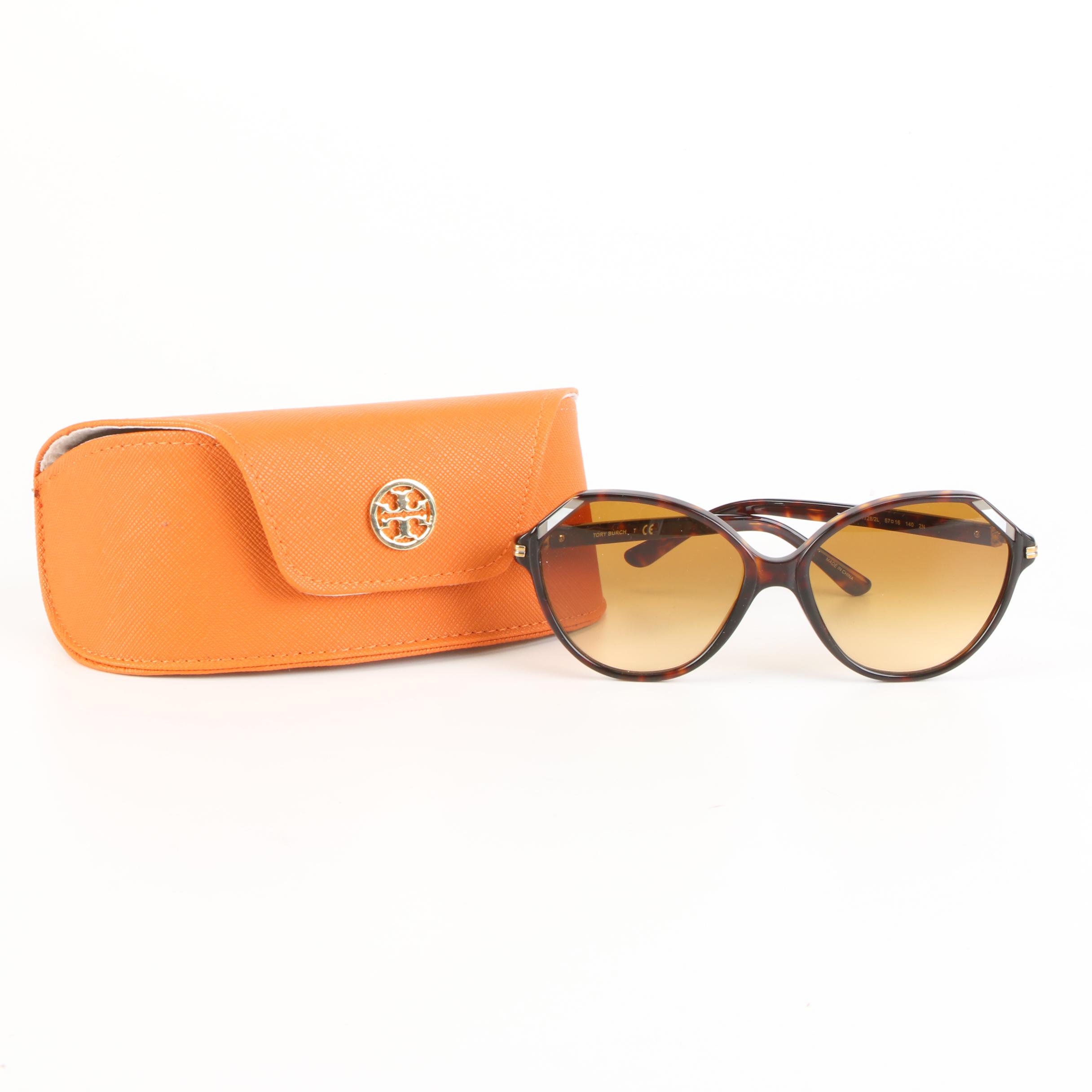 Tory Burch Faux Tortoise Sunglasses with Case
