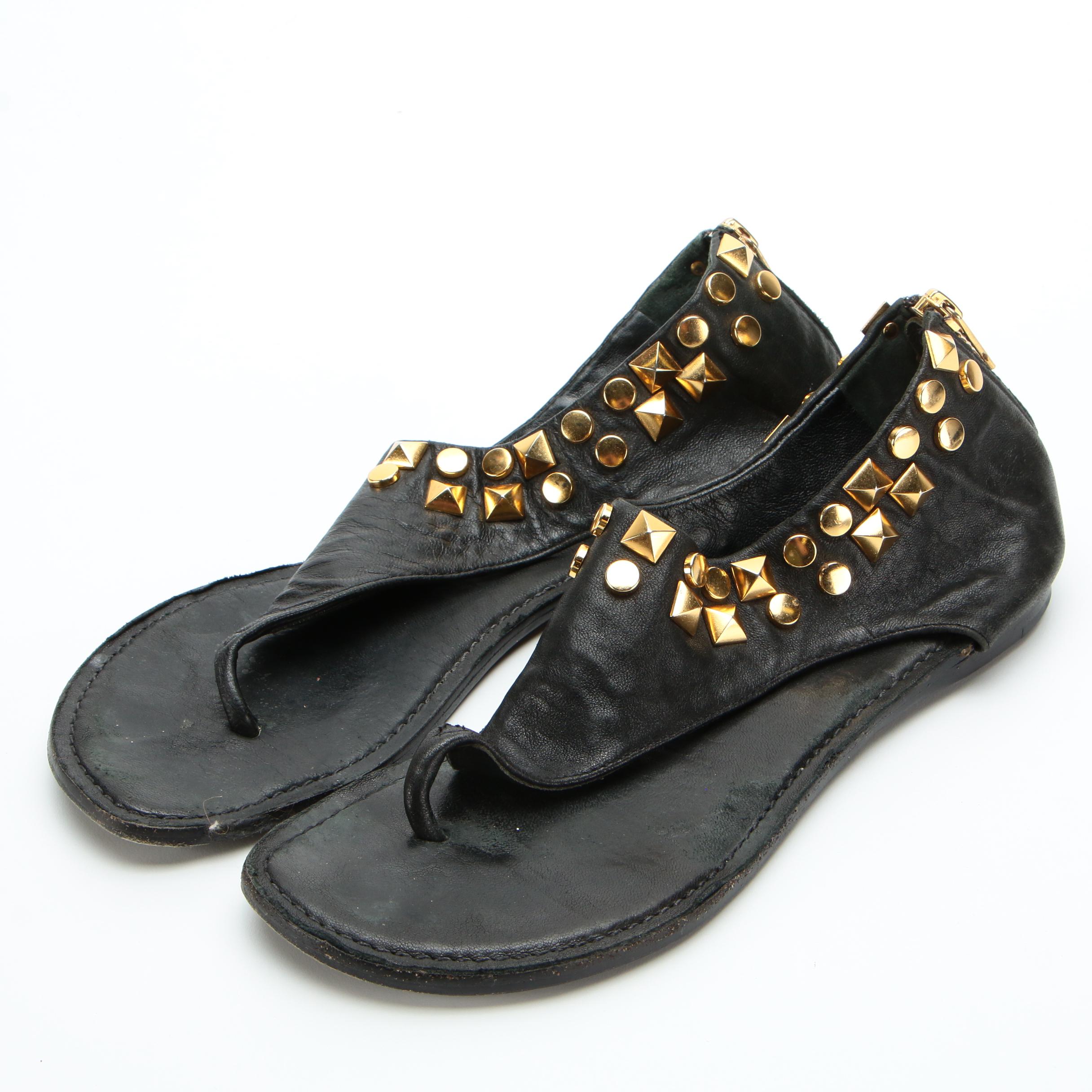 Manolo Blahnik and Louise et Cie Esperance Heels with Tory Burch Studded Sandals