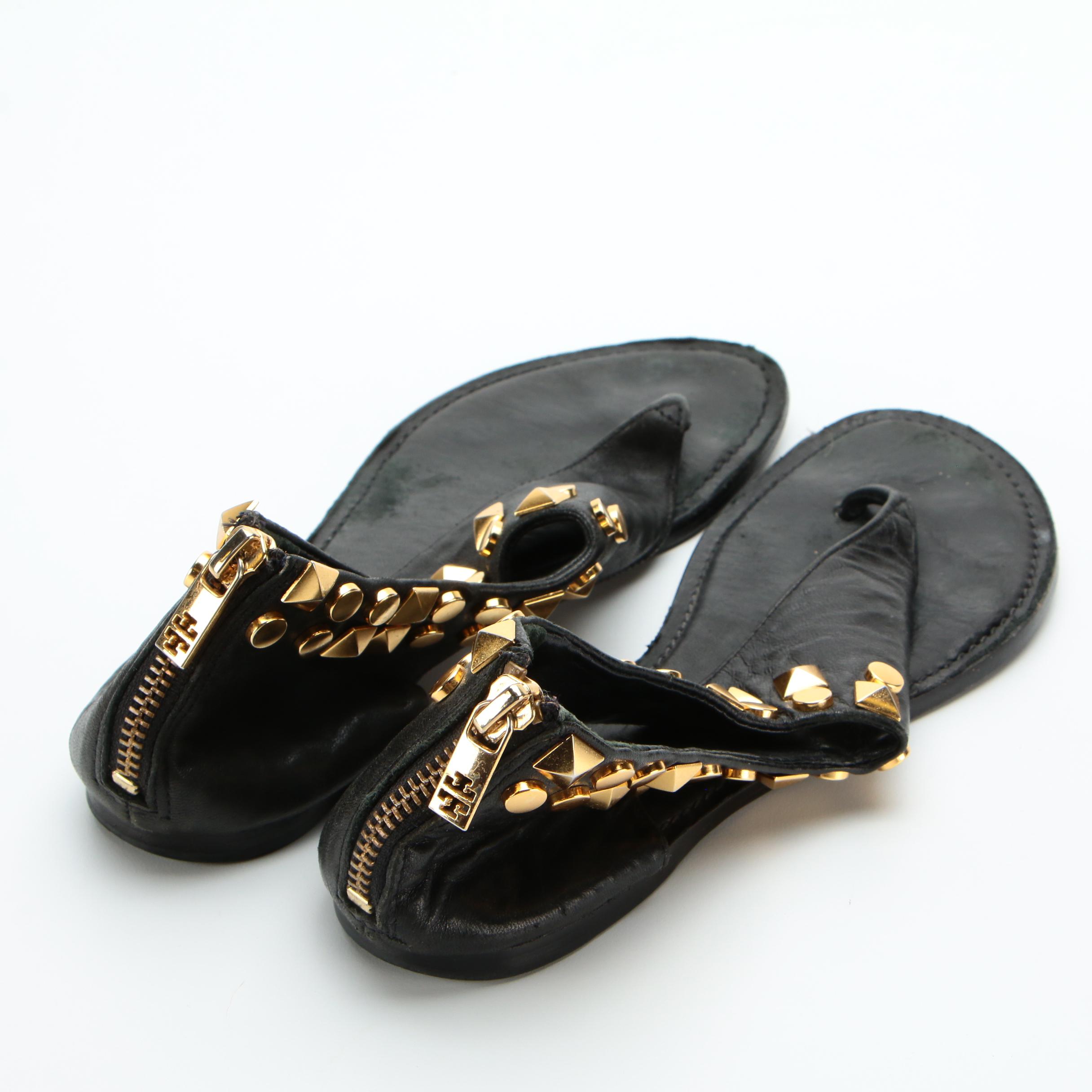 Manolo Blahnik and Louise et Cie Esperance Heels with Tory Burch Studded Sandals