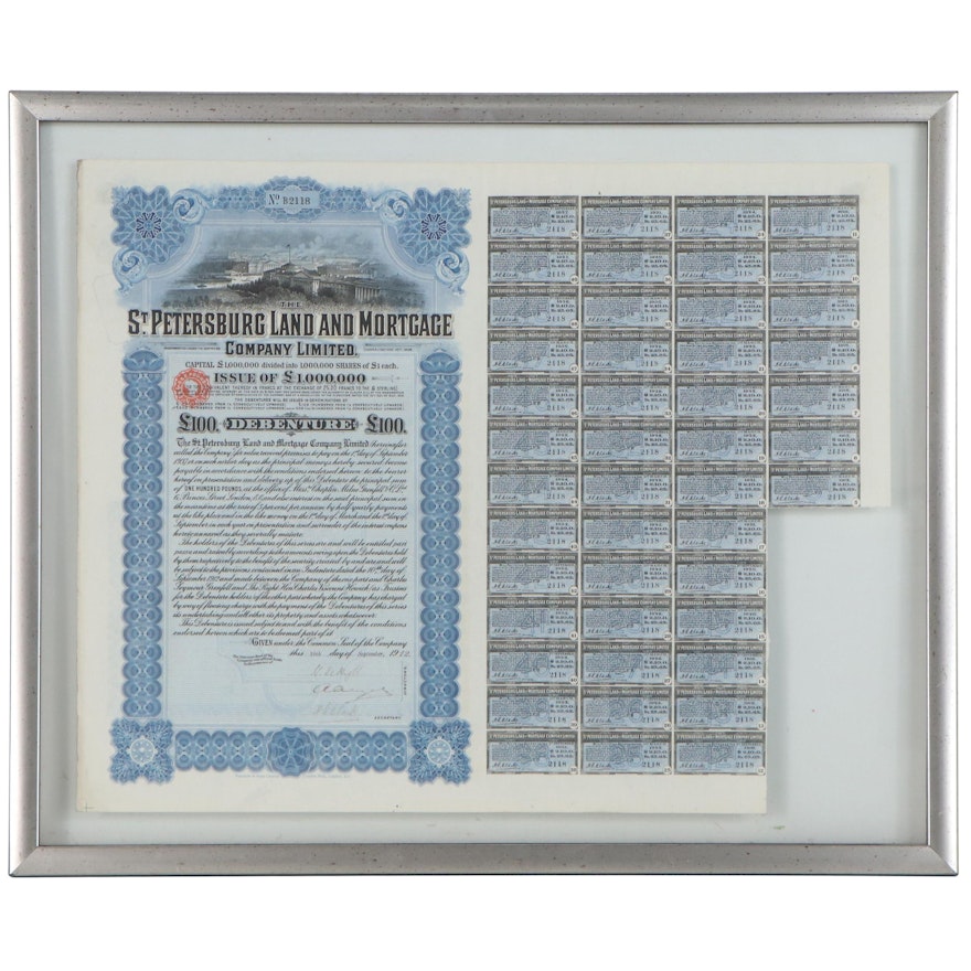 St. Petersburg Land and Mortgage Company Certificate with Coupons, 1912