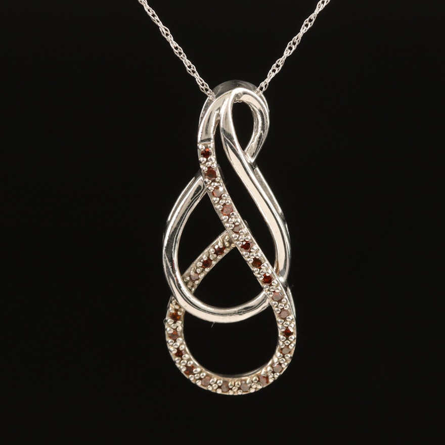 Sterling Diamond Infinity Pendant Necklace