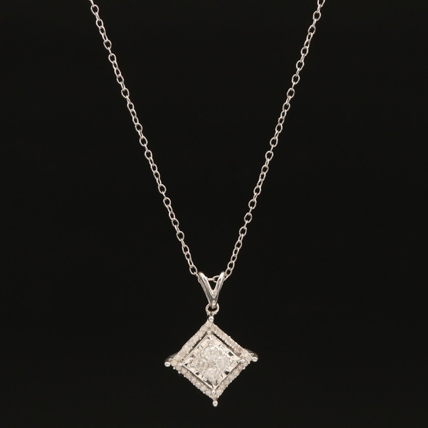 Sterling Diamond Pendant Necklace