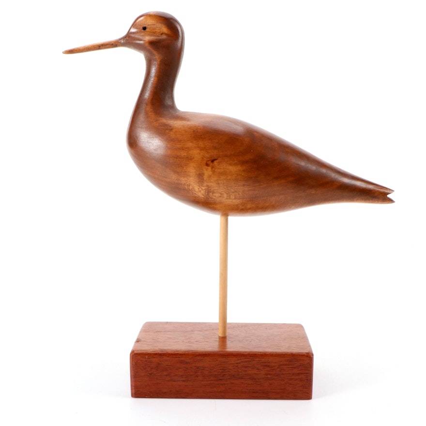 Hand-Carved "Greater Yellowlegs" Wood Figurine, 1987