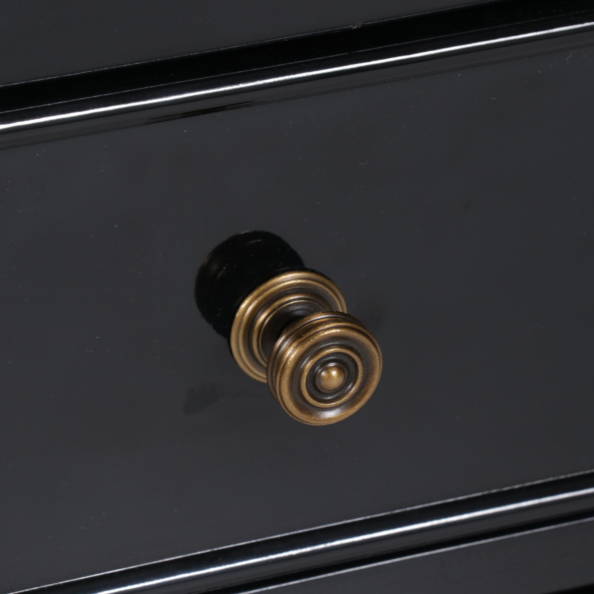 Contemporary Arhaus "Lenox" Black Lacquered Wooden Nightstand