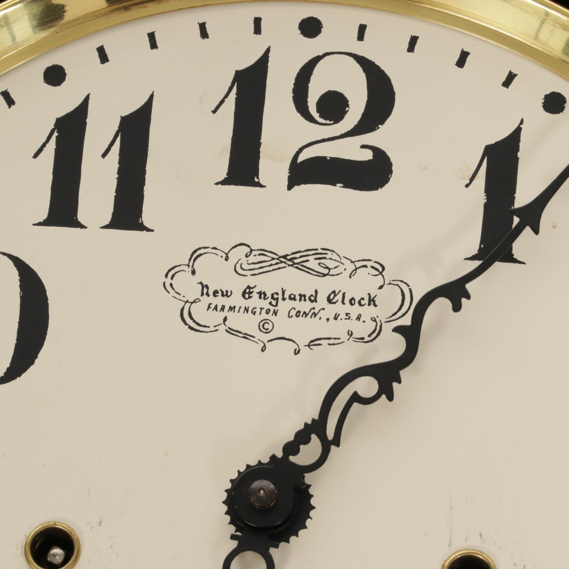 New England Oak Cased Regulator Wall Clock, Late 20th Century