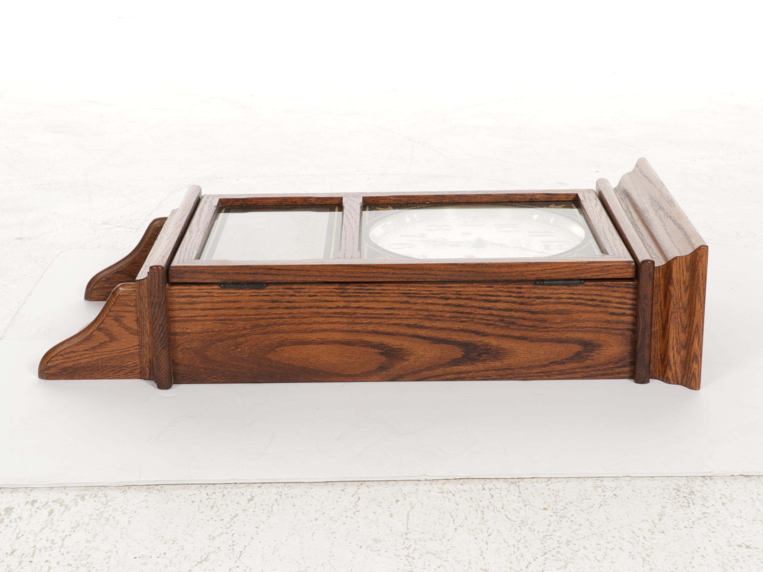 New England Oak Cased Regulator Wall Clock, Late 20th Century