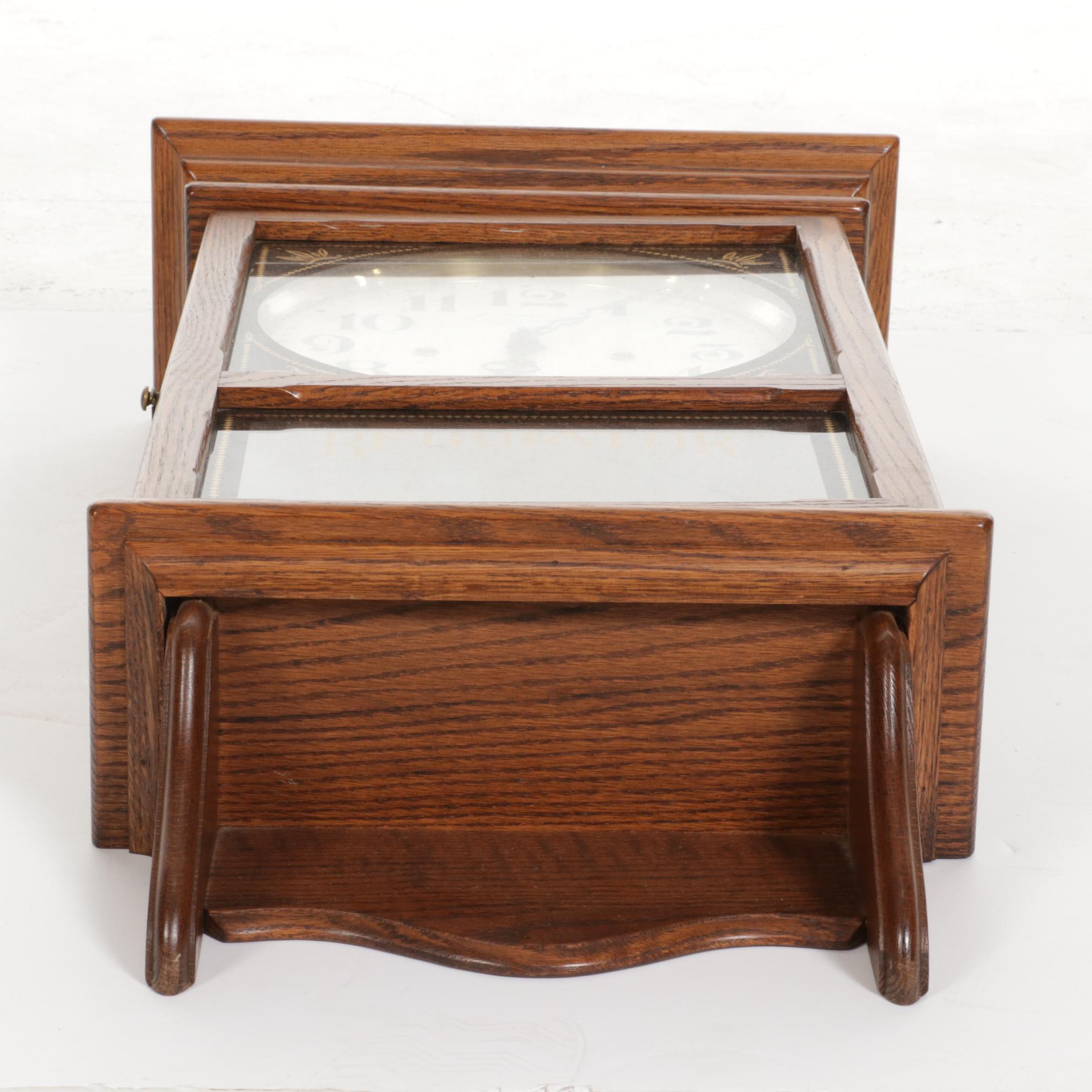 New England Oak Cased Regulator Wall Clock, Late 20th Century