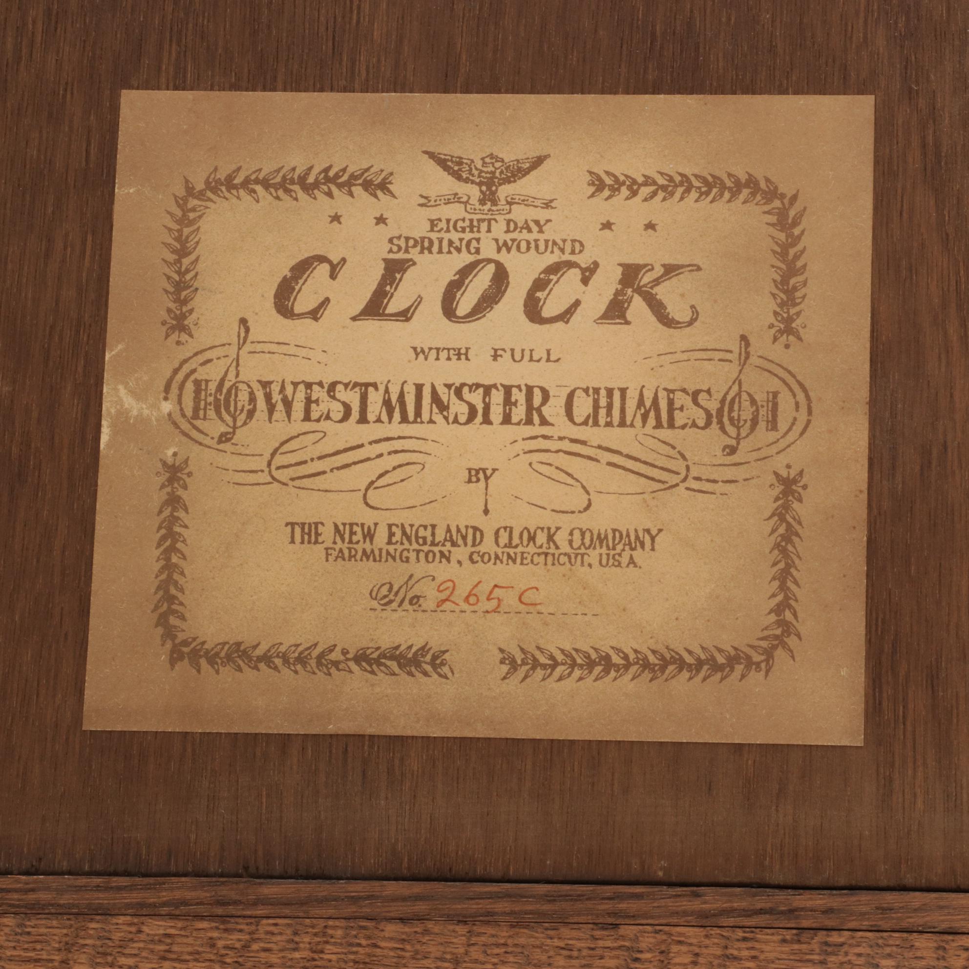 New England Oak Cased Regulator Wall Clock, Late 20th Century