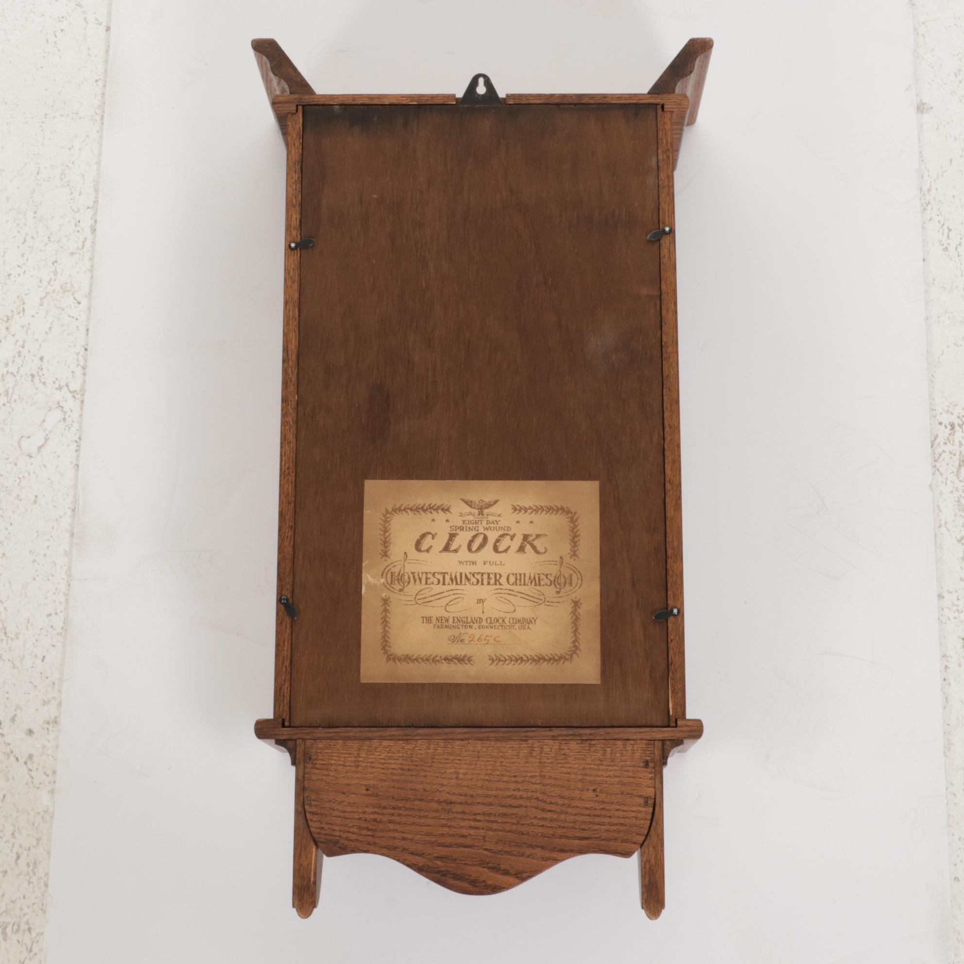 New England Oak Cased Regulator Wall Clock, Late 20th Century