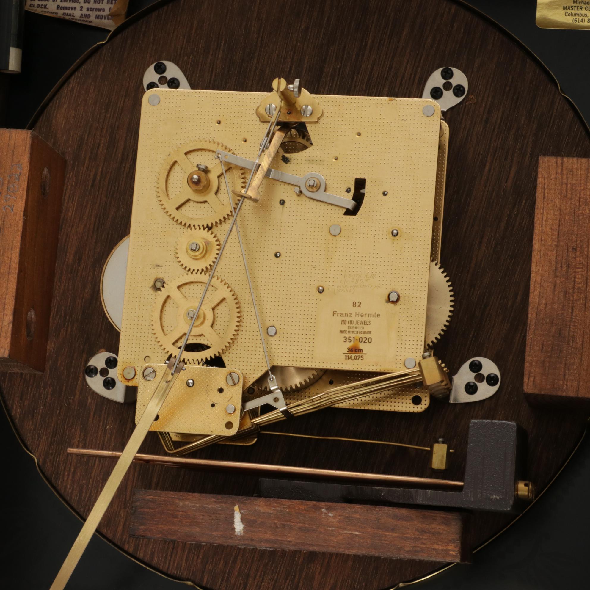 New England Oak Cased Regulator Wall Clock, Late 20th Century