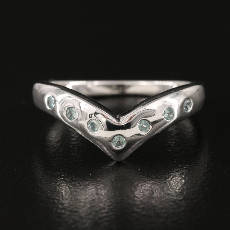 Sterling Silver and Alexandrite Chevron Contour Band