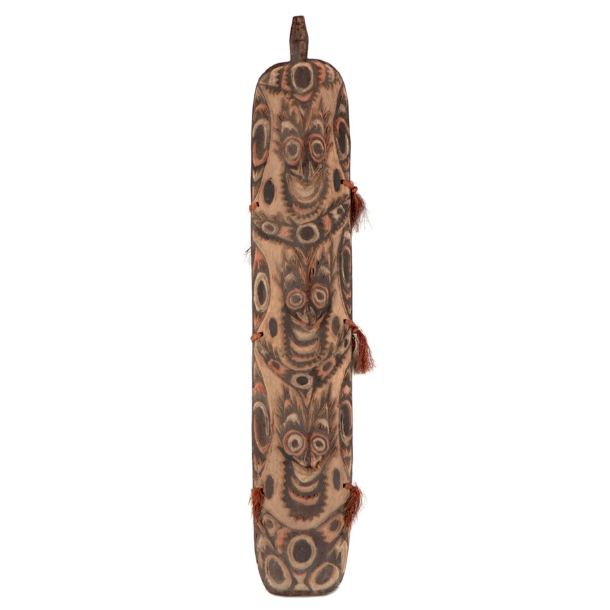 Yuat River Style Carved Wood Shield, New Guinea