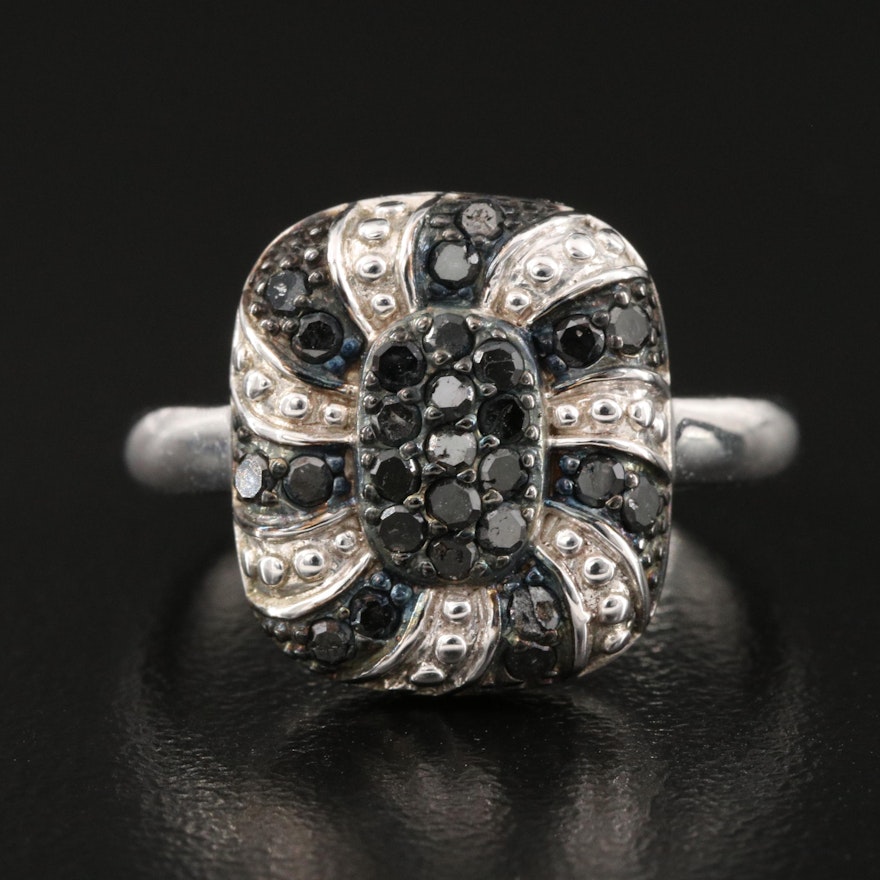 Sterling Silver Diamond Spiral Ring