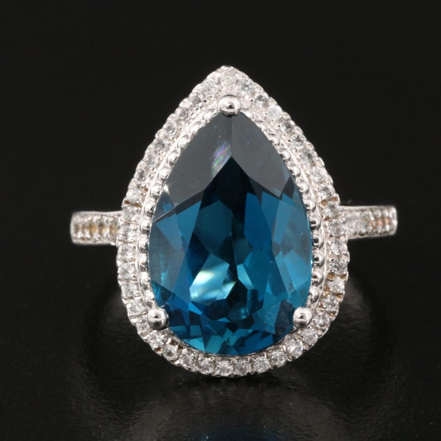 Sterling Silver London Blue and White Topaz Ring