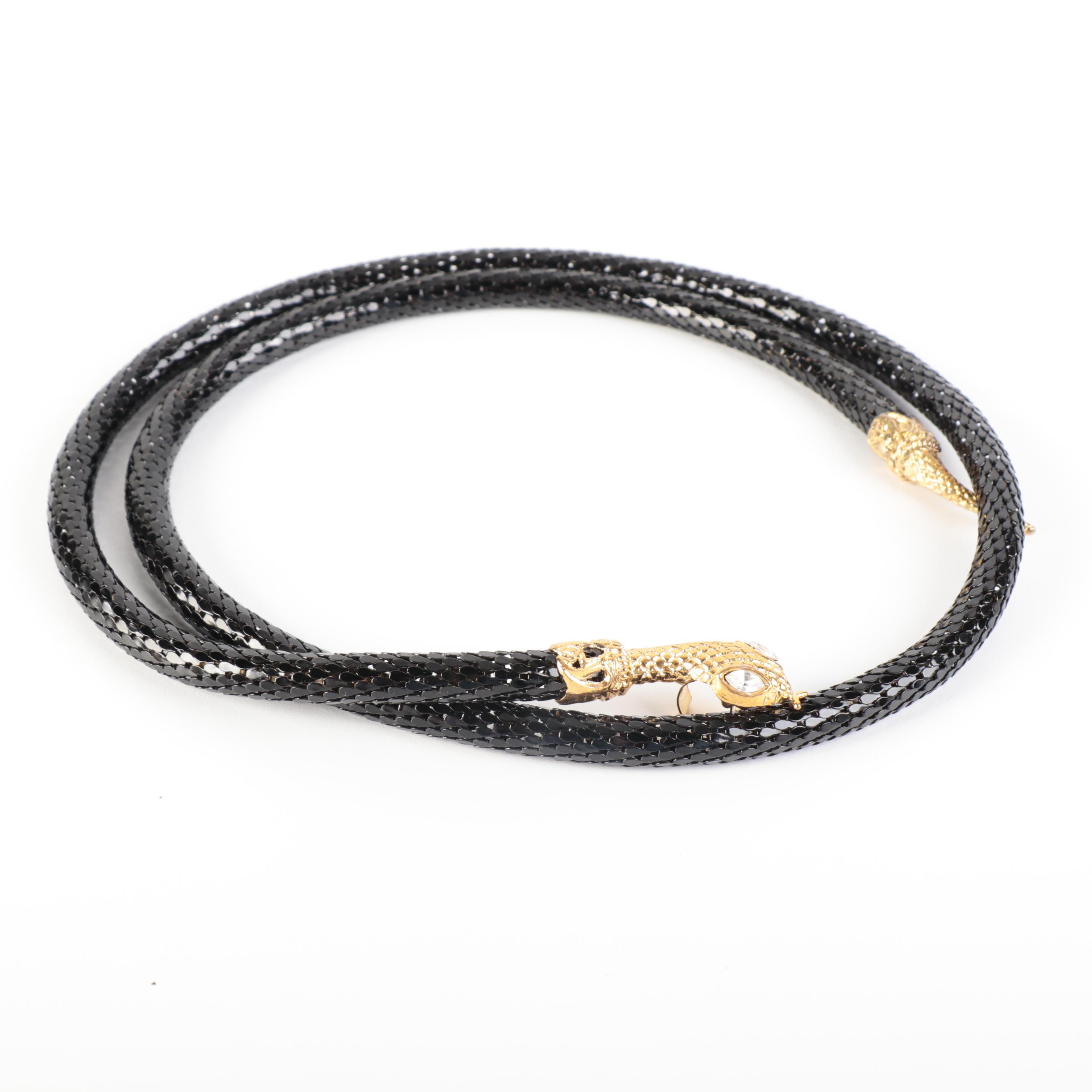 Whiting & Davis "Oromesh" Metal Mesh Bib and Snake Necklaces