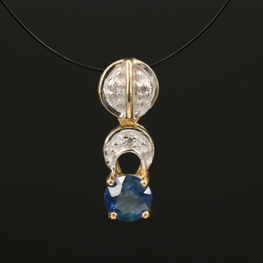 Sterling Sapphire and Zircon Pendant