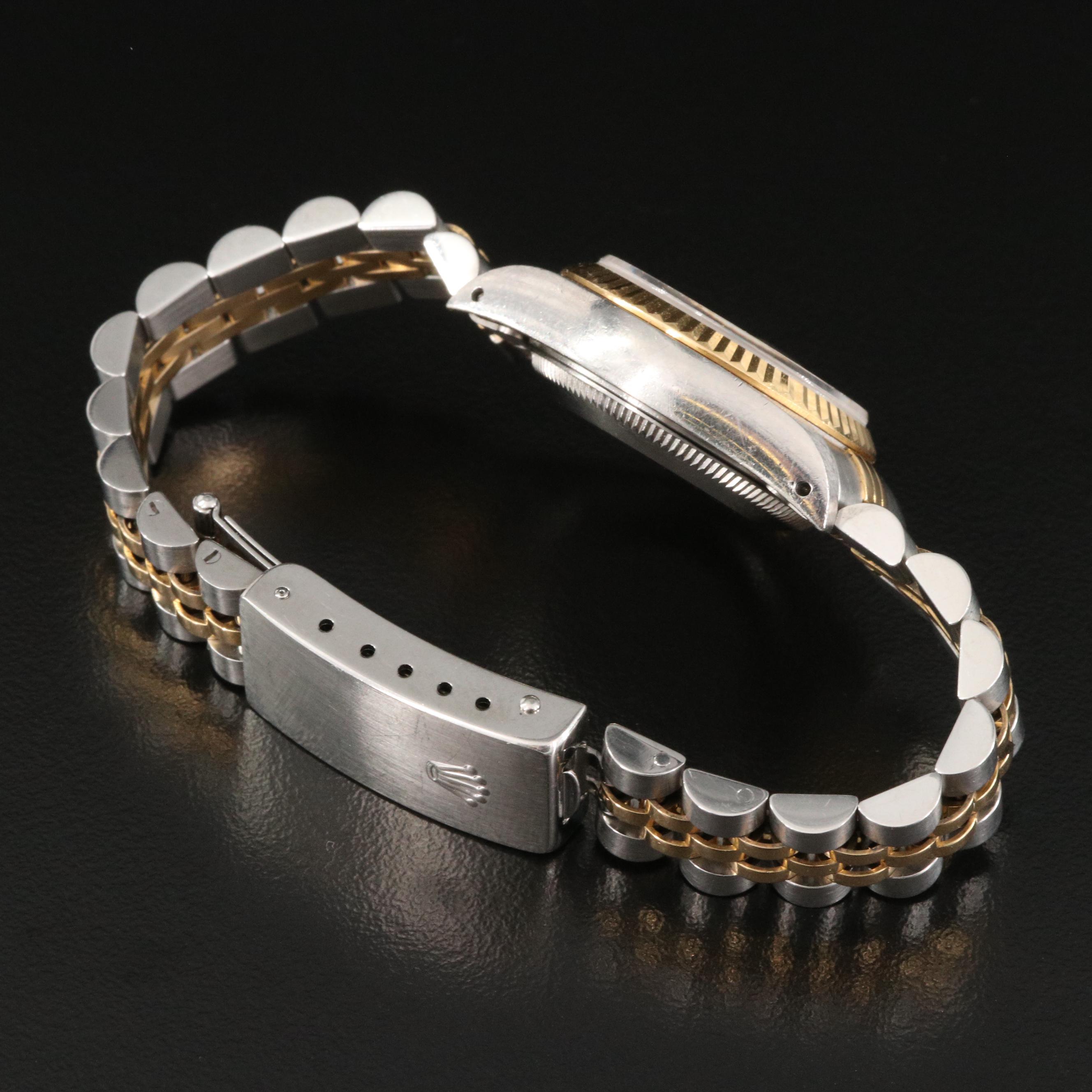 1991 Rolex Datejust 18K and Stainless Watch with Hobnail Dial