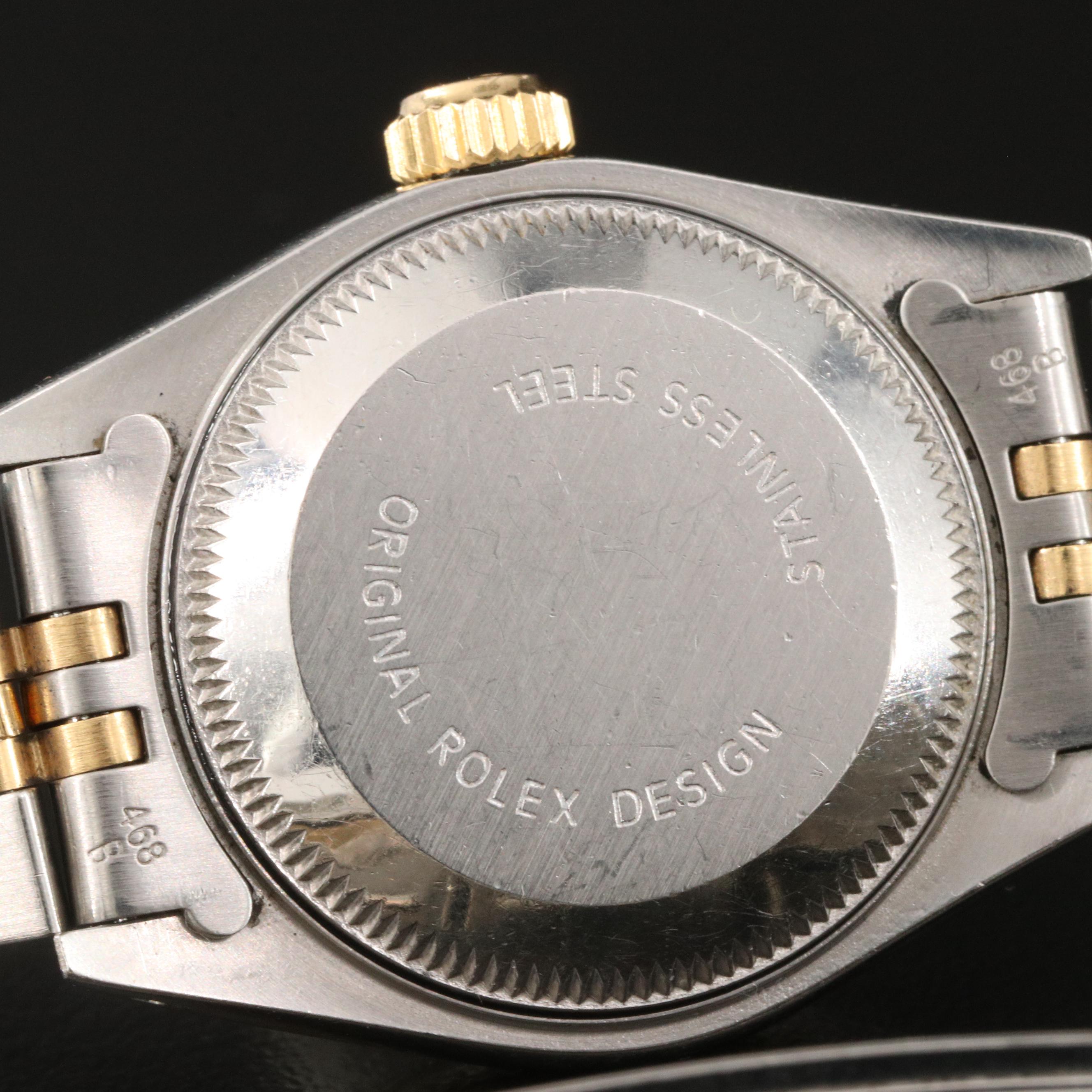 1991 Rolex Datejust 18K and Stainless Watch with Hobnail Dial