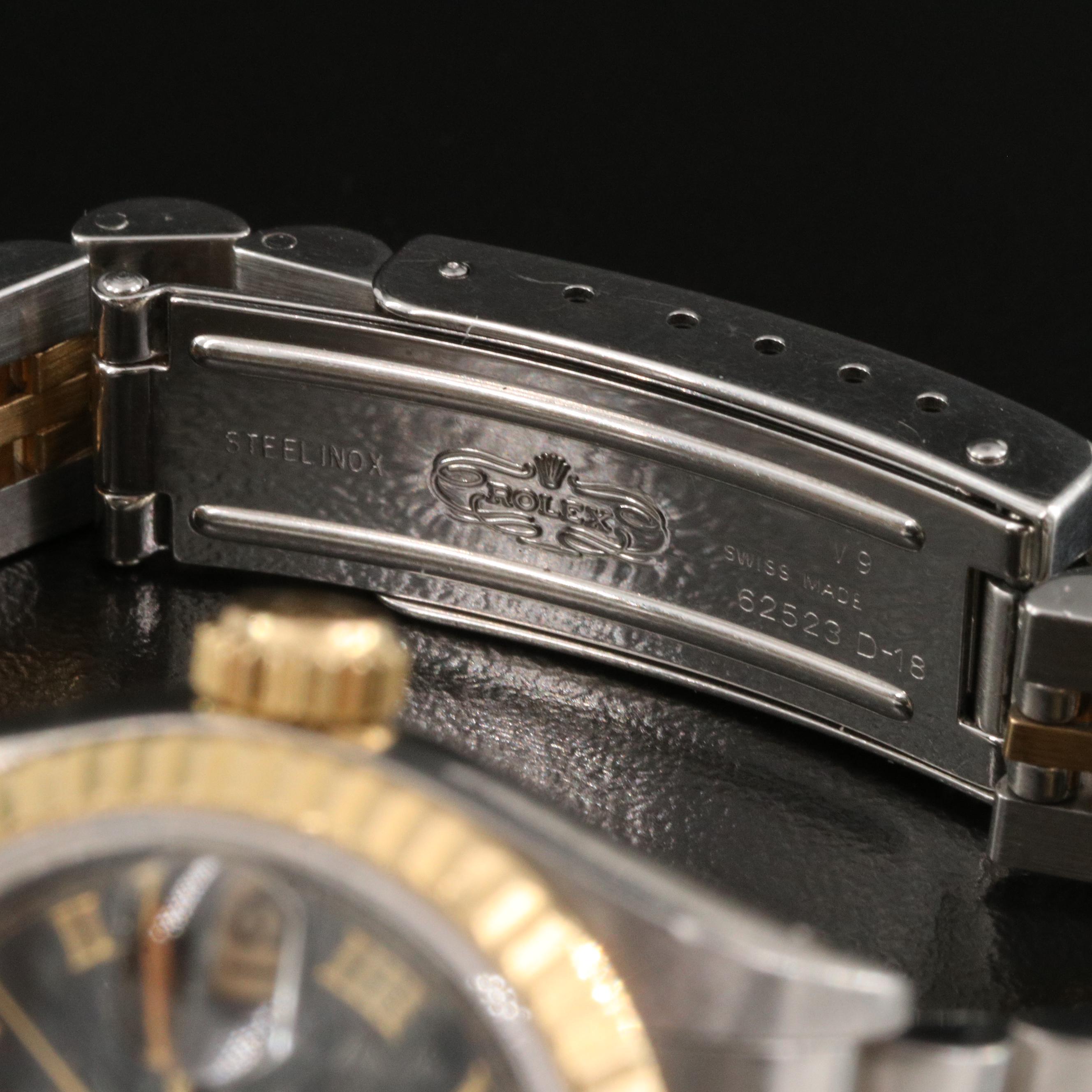 1991 Rolex Datejust 18K and Stainless Watch with Hobnail Dial