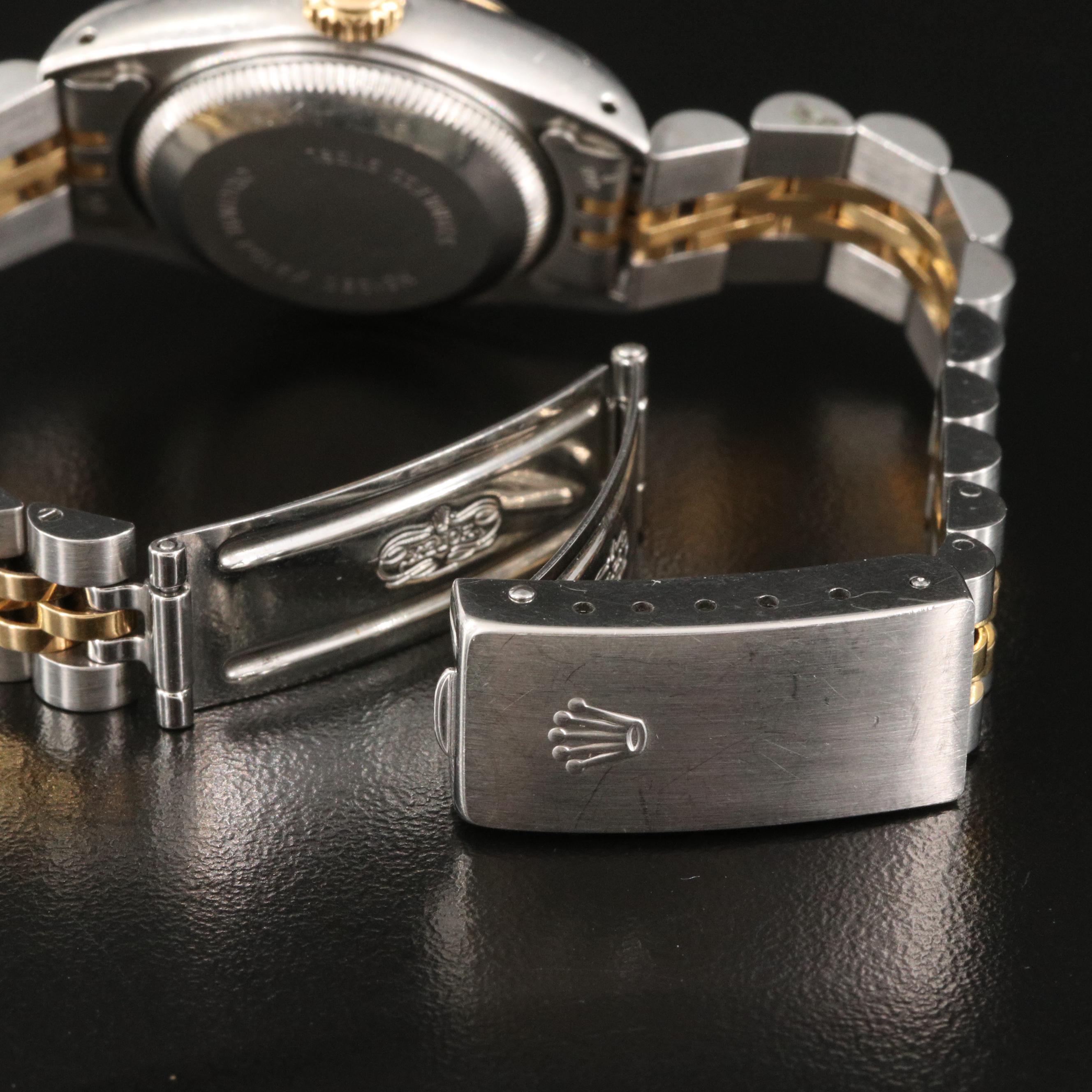 1991 Rolex Datejust 18K and Stainless Watch with Hobnail Dial