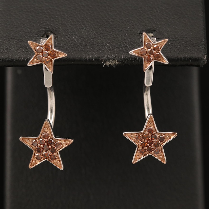 Sterling Diamond Star Stud Earring and Enhancer Set